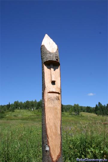 Деревянный идол на месте бывшей деревни Чизма